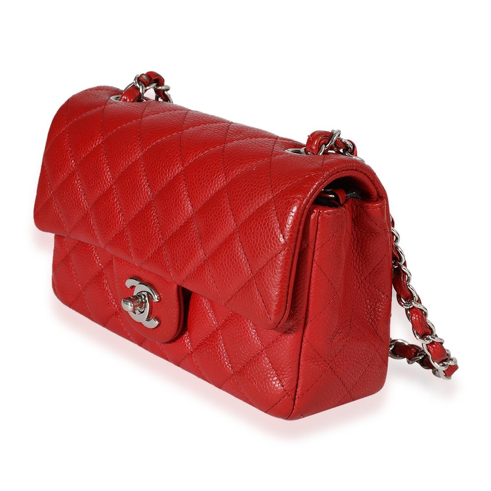 Chanel Red Quilted Caviar Mini Rectangular Classic Flap - Picture 2 of 8